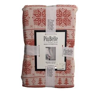 PiuBelle Red/White Fair Isle Cotton Shower Curtain 72x72" Textured winter